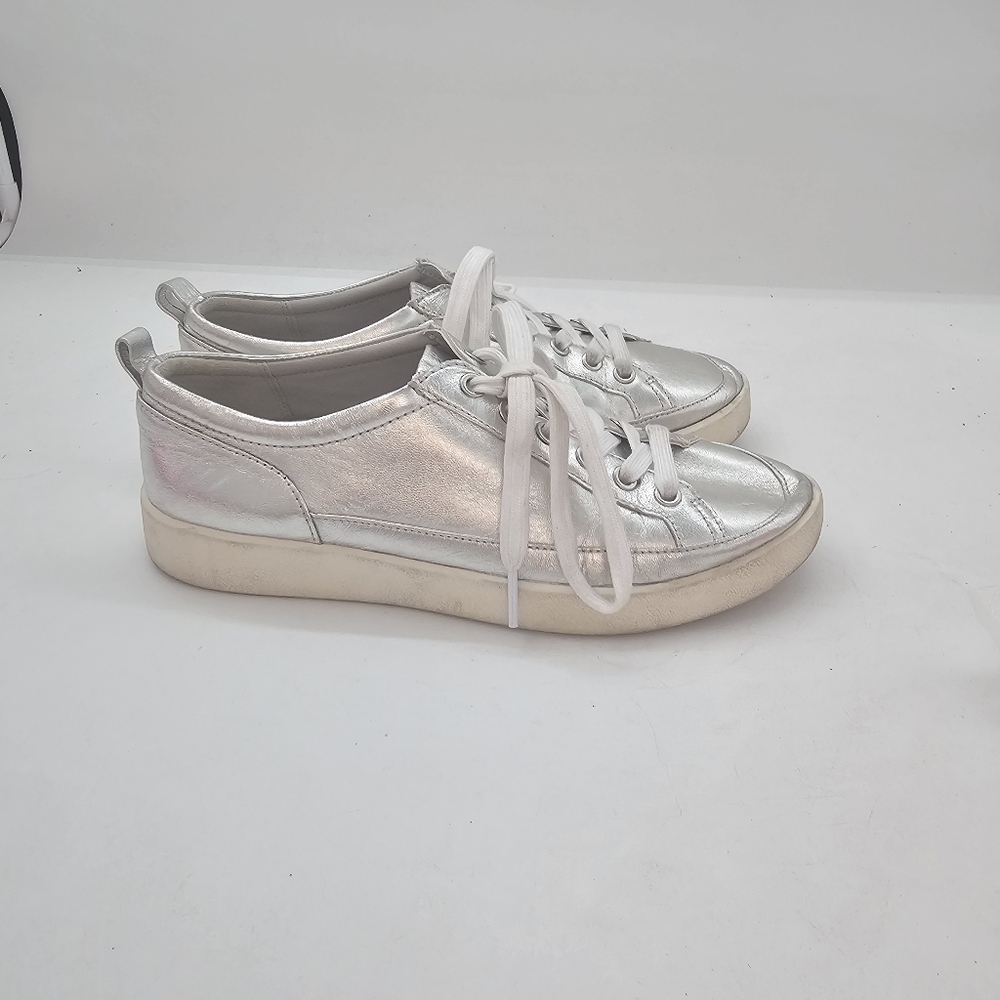 Vionic Winny Metallic Leather Arch Support Sneakers Silver Lace-Up Womens 7.5 - Picture 8 of 11